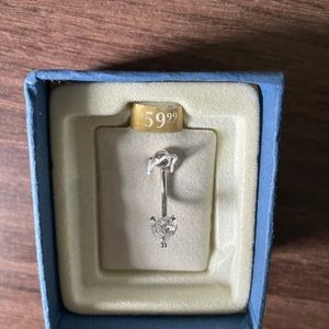 14K white gold belly button ring
